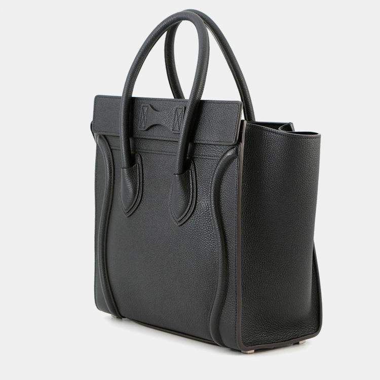 Pre Owned Celine Luggage Shopper Handbag Black Leather Size Micro