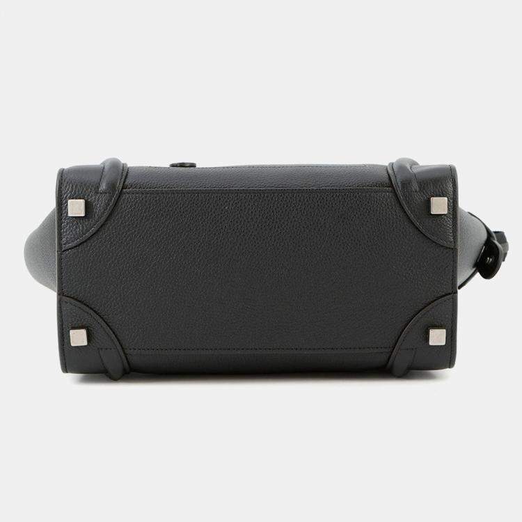 Pre Owned Celine Luggage Shopper Handbag Black Leather Size Micro