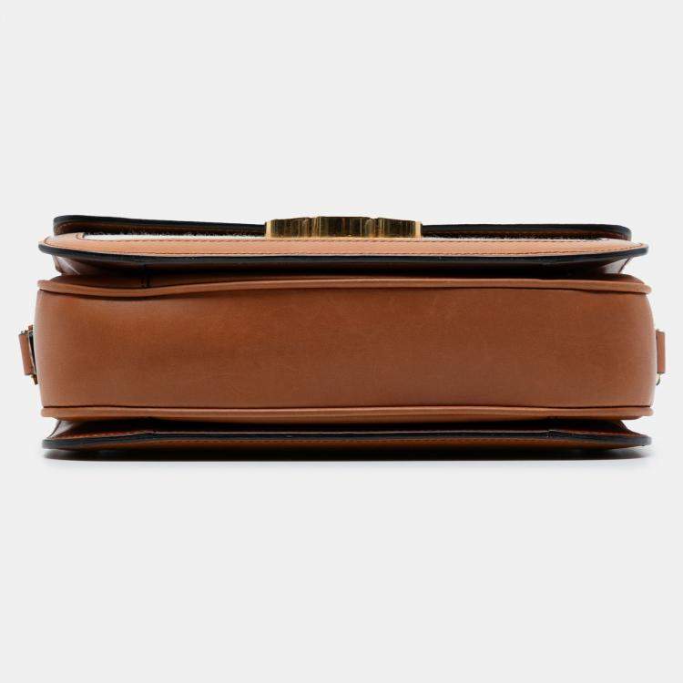 Pre Owned Celine Classique Triomphe Canvas Calfskin Leather Crossbody Bag