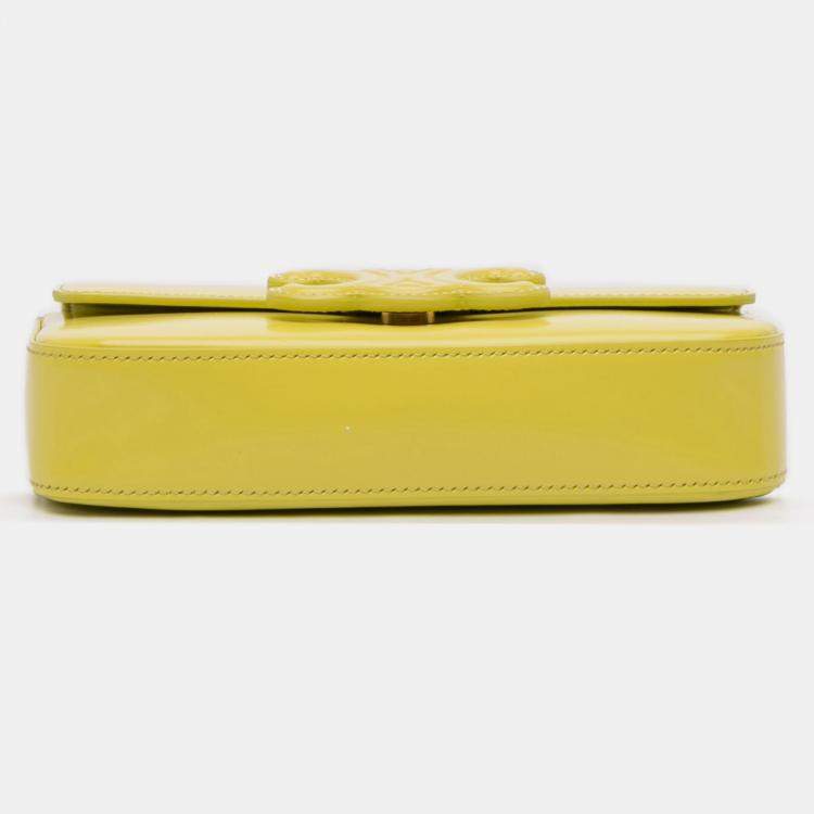 Pre Owned Celine Cuir Triomphe Calfskin Leather Chain Shoulder Bag