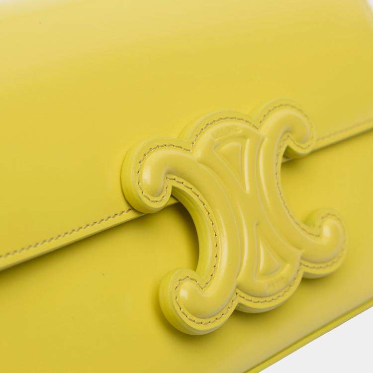 Pre Owned Celine Cuir Triomphe Calfskin Leather Chain Shoulder Bag