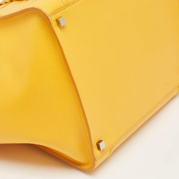 Pre Owned Celine Yellow Leather Medium Phantom Luggage Tote