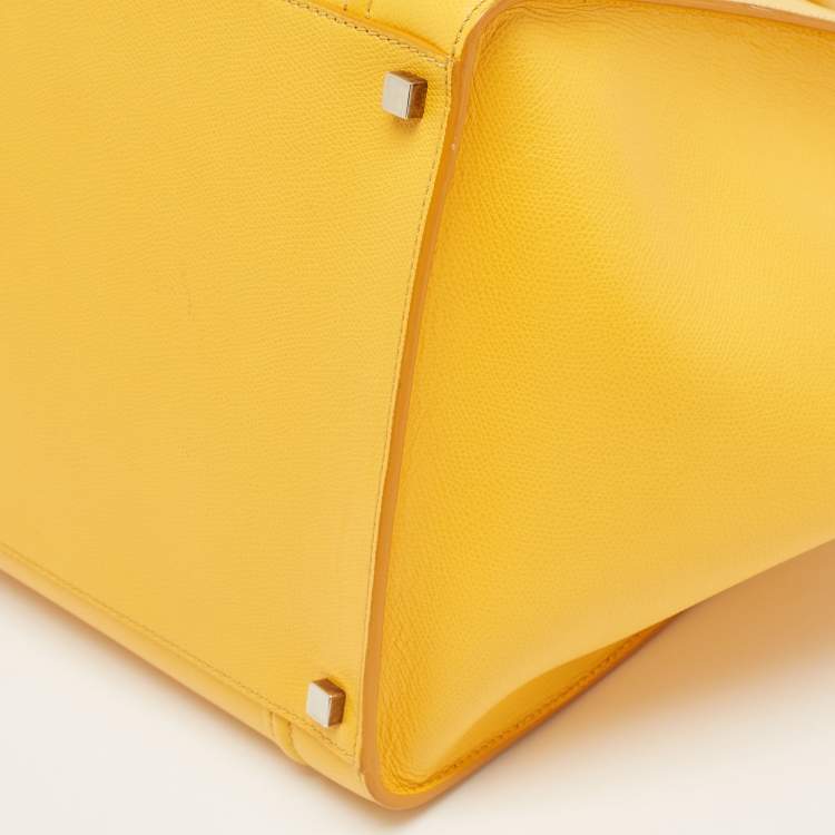 Pre Owned Celine Yellow Leather Medium Phantom Luggage Tote