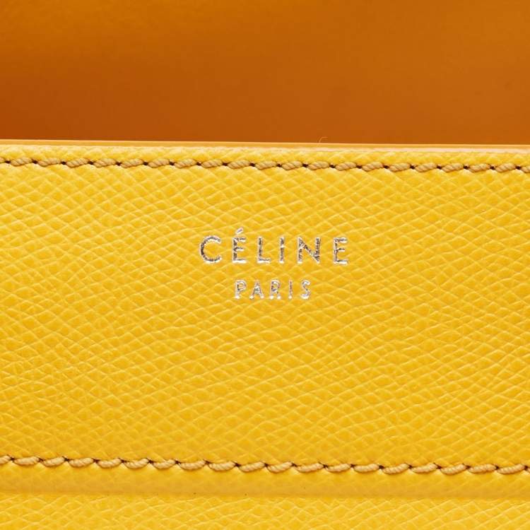 Pre Owned Celine Yellow Leather Medium Phantom Luggage Tote