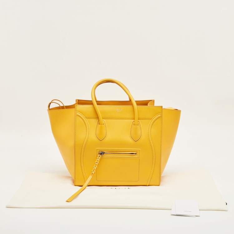 Pre Owned Celine Yellow Leather Medium Phantom Luggage Tote