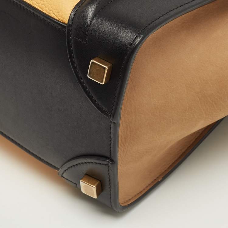 Pre Owned Celine Tricolor Leather and Nubuck Micro Luggage Tote