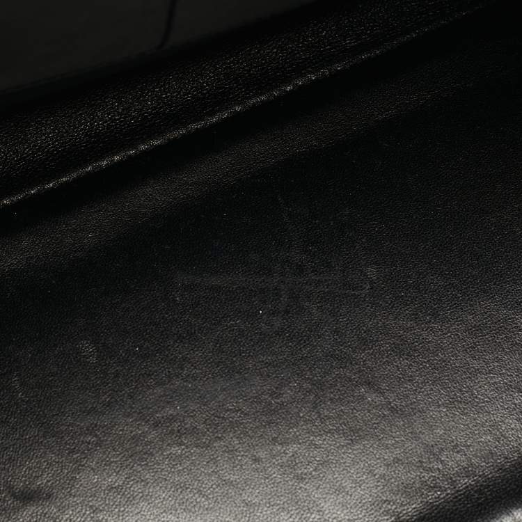 Pre Owned Celine Black/Off White Leather and Python Medium Edge Top Handle Bag