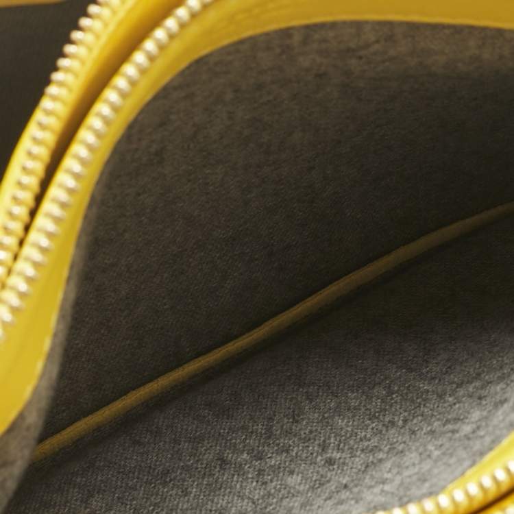 Pre Owned Celine Yellow Leather Small Trio Crossbody Bag