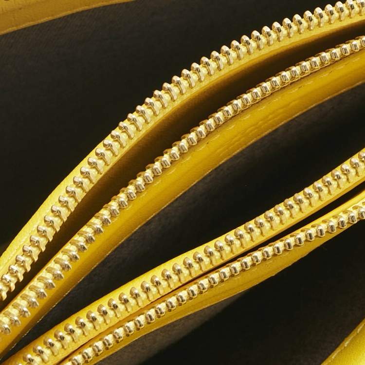 Pre Owned Celine Yellow Leather Small Trio Crossbody Bag