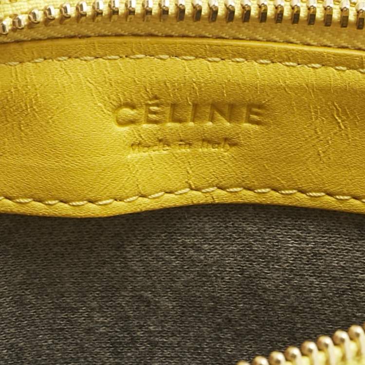 Pre Owned Celine Yellow Leather Small Trio Crossbody Bag