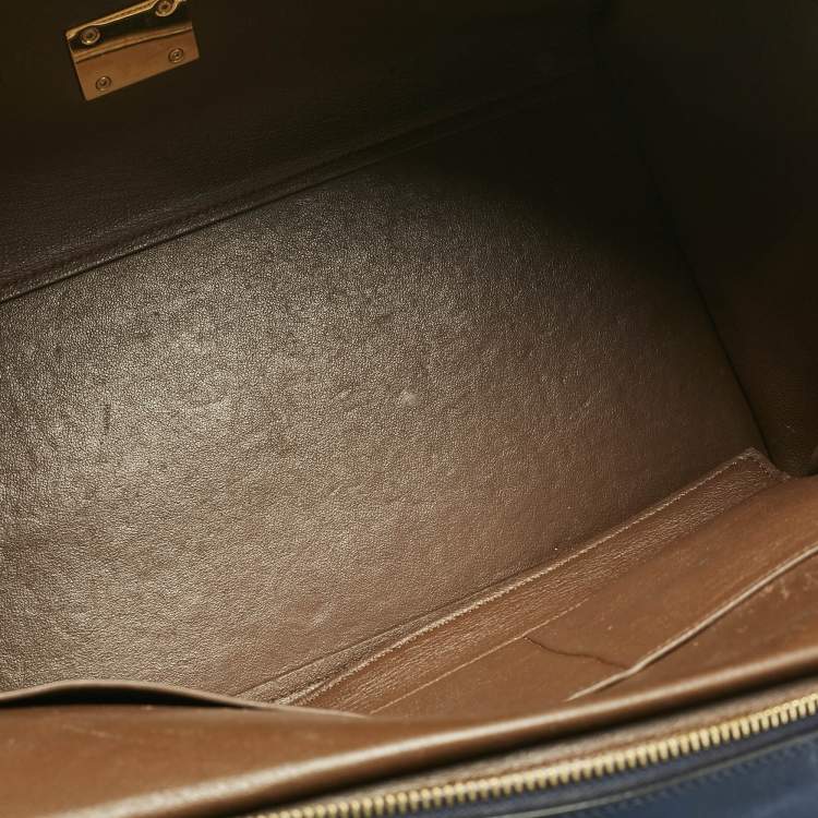 Pre Owned Celine Navy Blue Leather and Suede Medium Trapeze Top Handle Bag