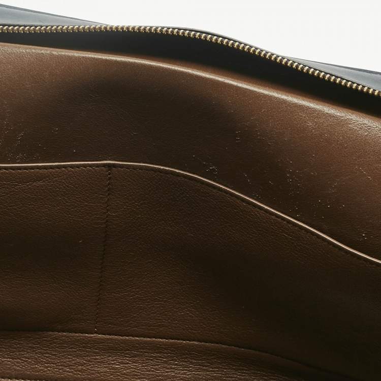 Pre Owned Celine Navy Blue Leather and Suede Medium Trapeze Top Handle Bag