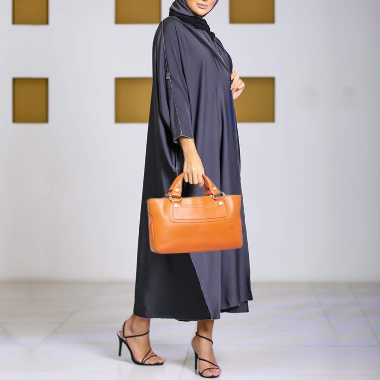Pre Owned Celine Orange Leather Boogie Tote