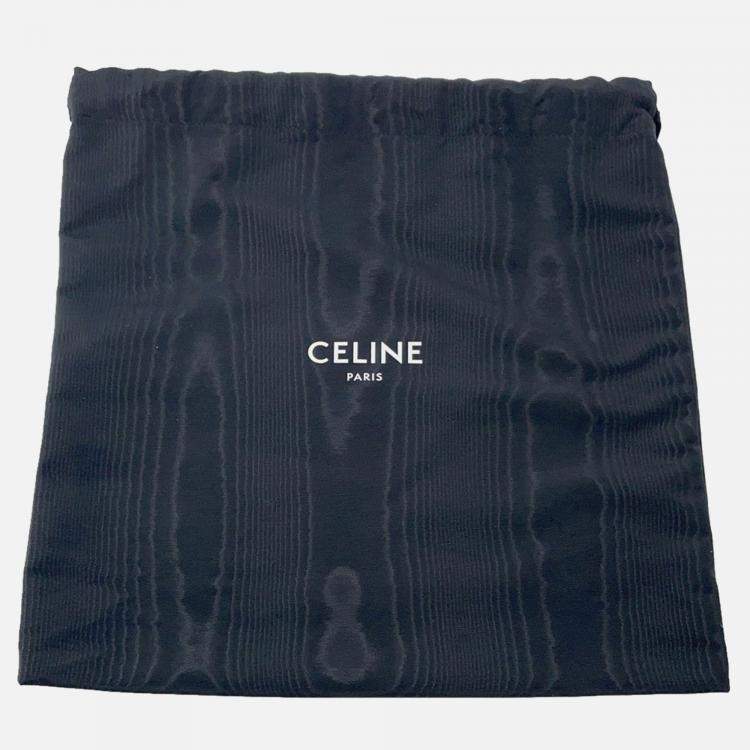 Pre Owned Celine Celine Logo Bucket Shoulder Bag Dark Gray/Brown Felt Leather Size Small