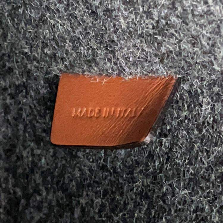 Pre Owned Celine Celine Logo Bucket Shoulder Bag Dark Gray/Brown Felt Leather Size Small