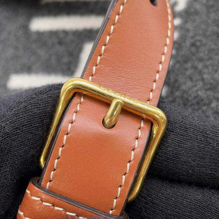 Pre Owned Celine Celine Logo Bucket Shoulder Bag Dark Gray/Brown Felt Leather Size Small