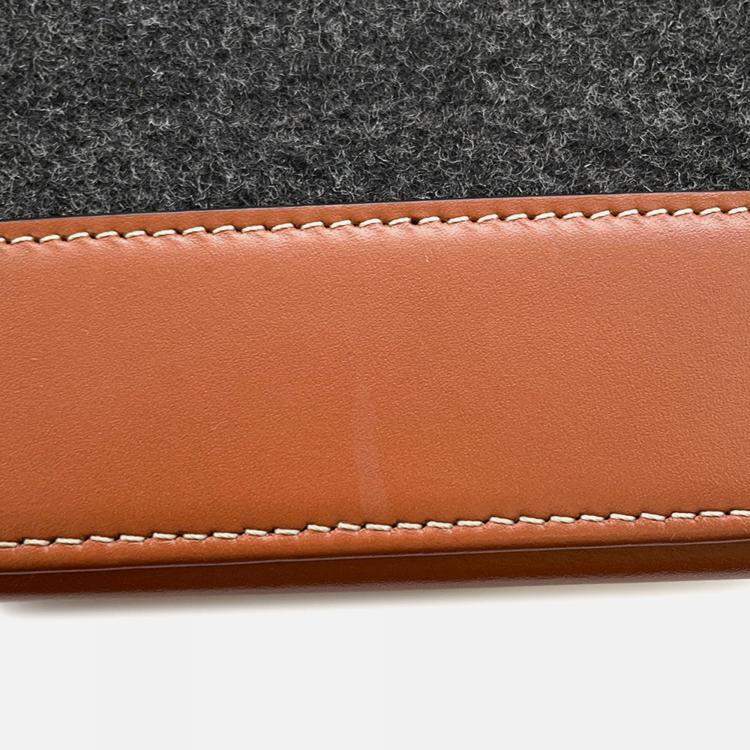 Pre Owned Celine Celine Logo Bucket Shoulder Bag Dark Gray/Brown Felt Leather Size Small