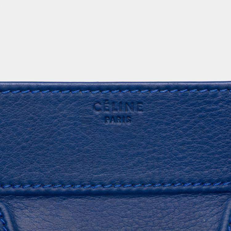 Pre Owned Celine Blue Medium Grained Calfskin Phantom Luggage Tote