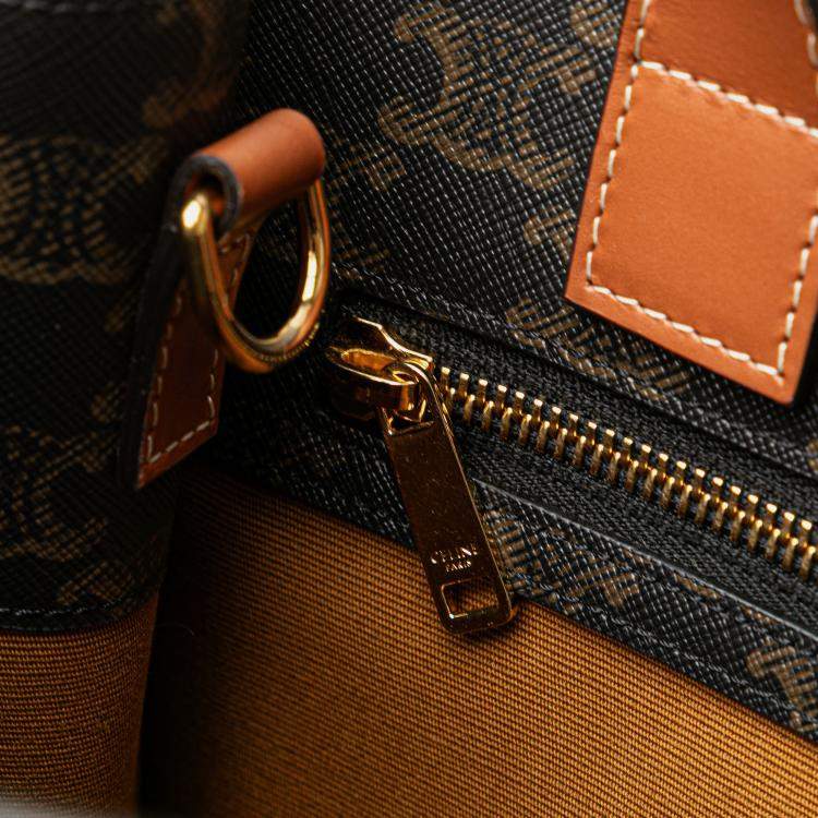 Pre Owned Celine Brown Small Triomphe Coated Canvas Vertical Cabas Tote