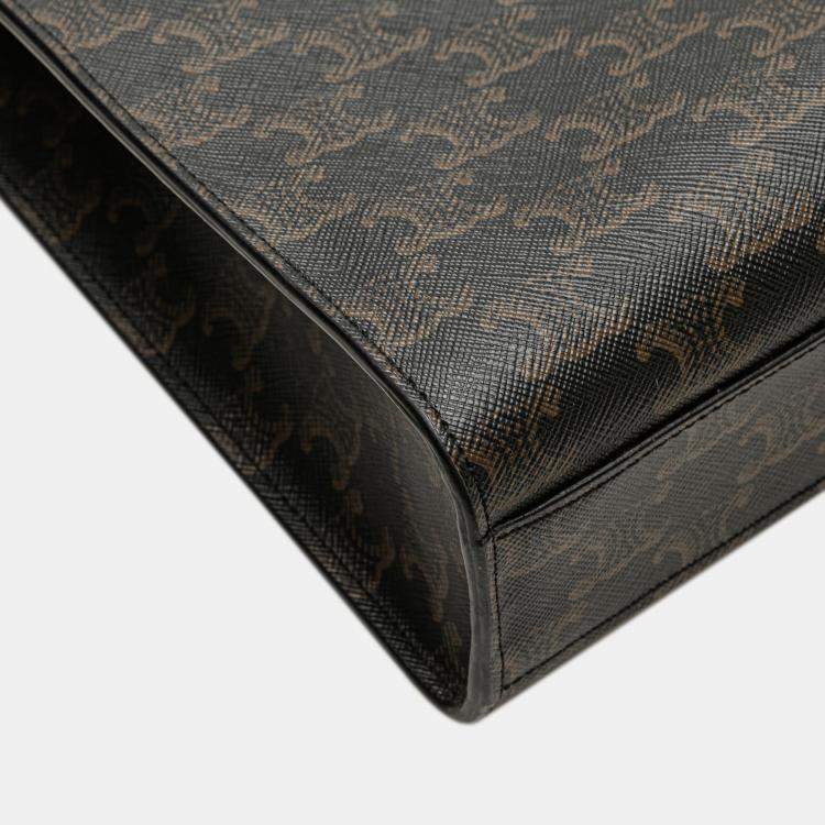 Pre Owned Celine Brown Small Triomphe Coated Canvas Vertical Cabas Tote