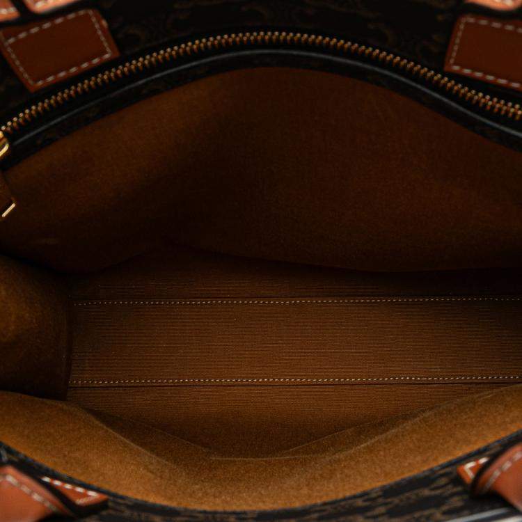 Pre Owned Celine Brown Small Triomphe Coated Canvas Vertical Cabas Tote