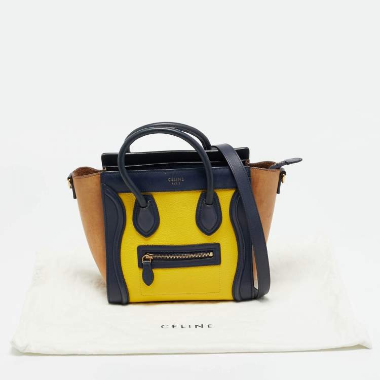 Pre Owned Celine Tricolor Leather Nano Luggage Tote