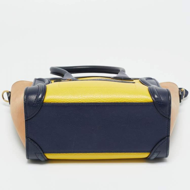 Pre Owned Celine Tricolor Leather Nano Luggage Tote