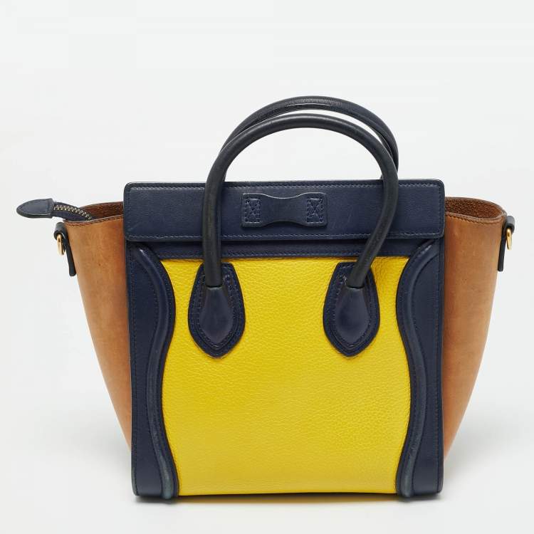 Pre Owned Celine Tricolor Leather Nano Luggage Tote