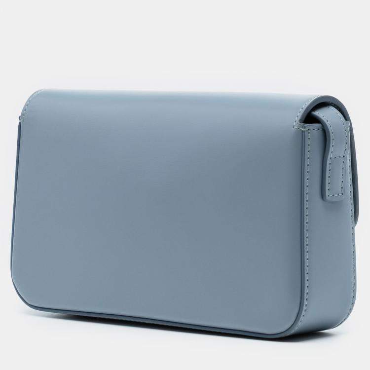 Pre Owned Celine Blue Shiny Calfskin Triomphe Claude Shoulder Bag