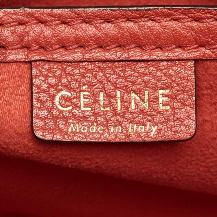 Pre Owned Celine Red Leather Nano Luggage Tote