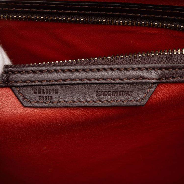 Pre Owned Celine Red Mini Tricolor Leather Luggage Tote