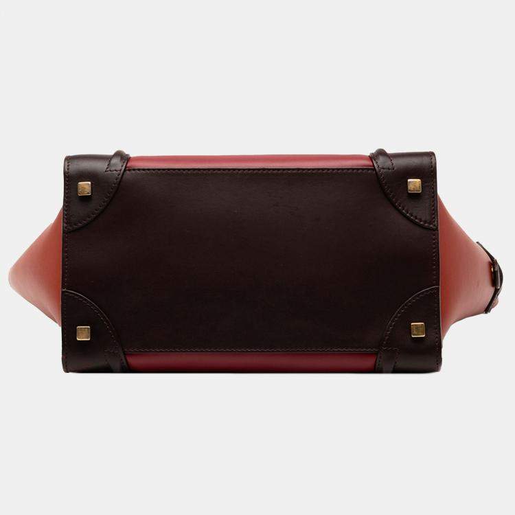 Pre Owned Celine Red Mini Tricolor Leather Luggage Tote