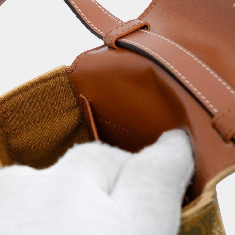 Pre Owned Celine Brown Mini Calfskin Leopard Print Claude Crossbody