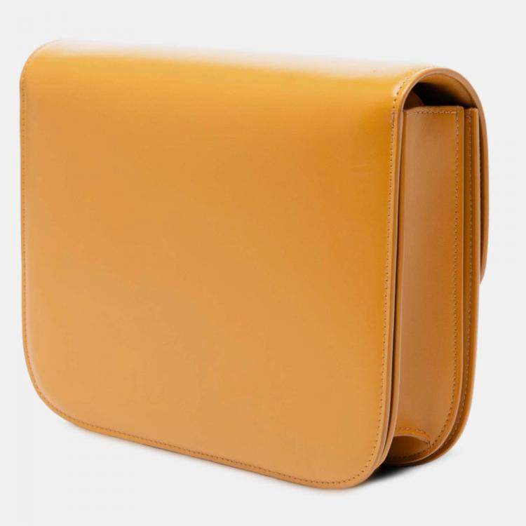 Pre Owned Celine Yellow Medium Calfskin Classic Box