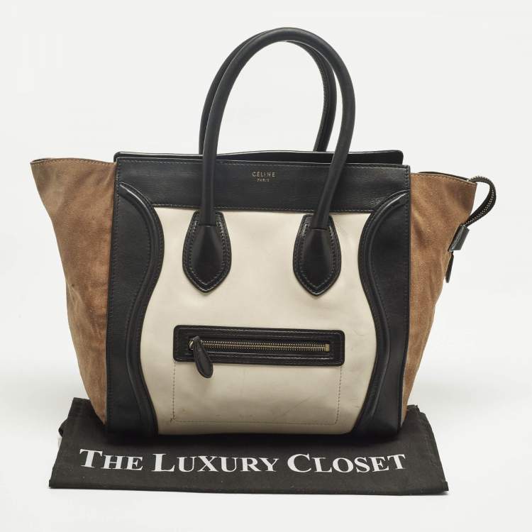 Pre Owned Celine Tricolor Leather and Suede Mini Luggage Tote