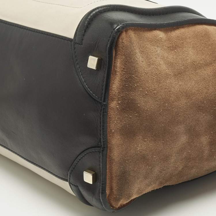 Pre Owned Celine Tricolor Leather and Suede Mini Luggage Tote