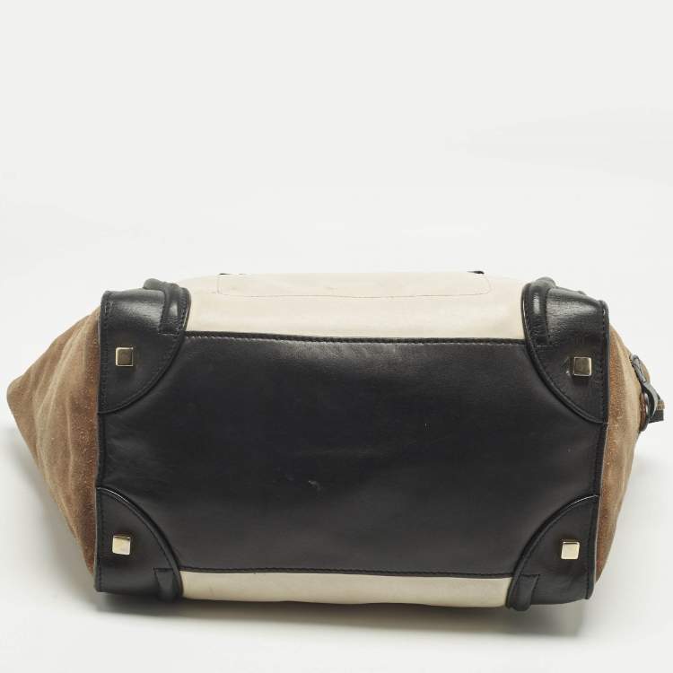 Pre Owned Celine Tricolor Leather and Suede Mini Luggage Tote
