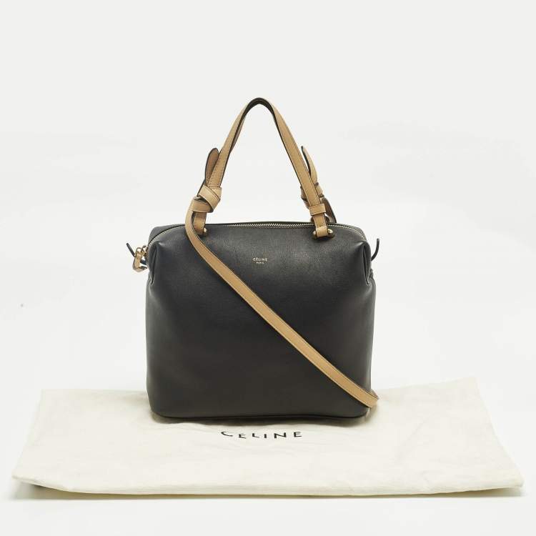 Pre Owned Celine Black/Beige Leather Soft Cube Satchel