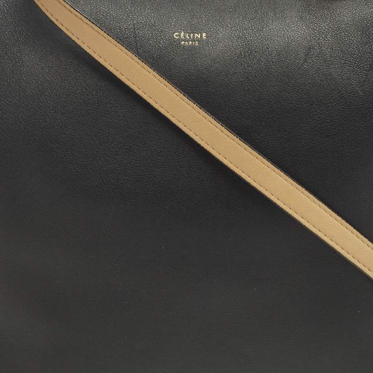 Pre Owned Celine Black/Beige Leather Soft Cube Satchel