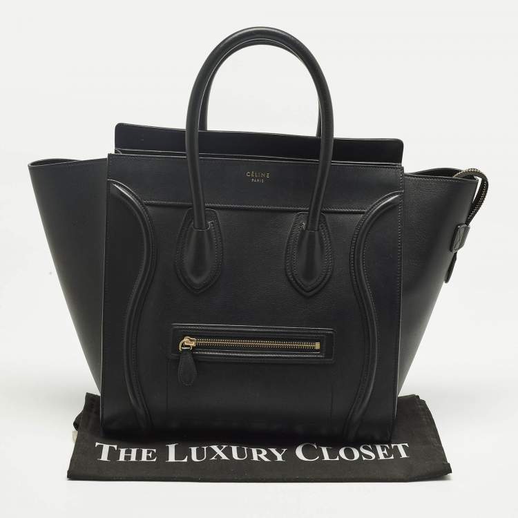 Pre Owned Celine Black Leather Mini Luggage Tote