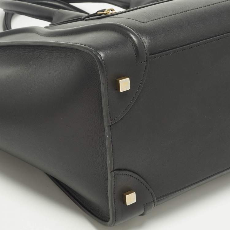 Pre Owned Celine Black Leather Mini Luggage Tote