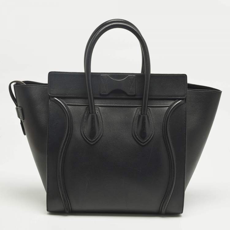 Pre Owned Celine Black Leather Mini Luggage Tote