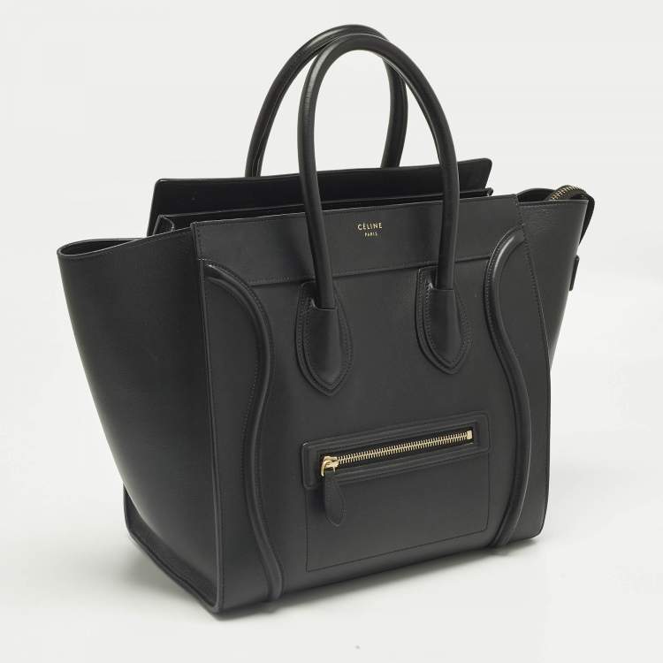Pre Owned Celine Black Leather Mini Luggage Tote