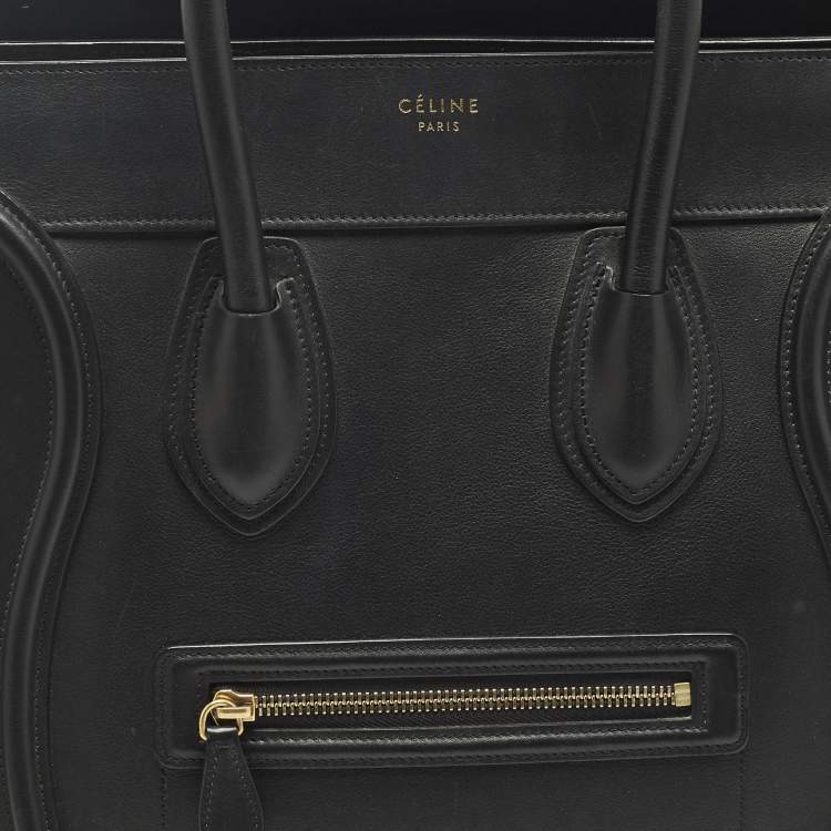 Pre Owned Celine Black Leather Mini Luggage Tote