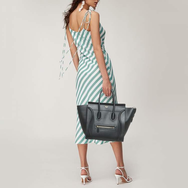 Pre Owned Celine Black Leather Mini Luggage Tote