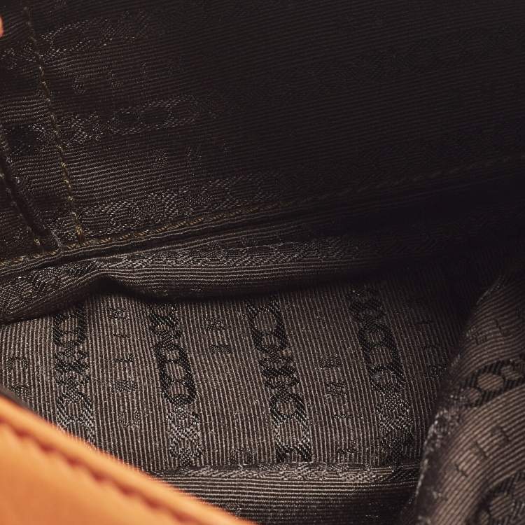 Pre Owned Celine Triomphe Crystals Orange Leather Shoulder Bag