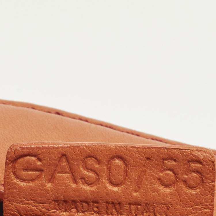 Pre Owned Celine Triomphe Crystals Orange Leather Shoulder Bag