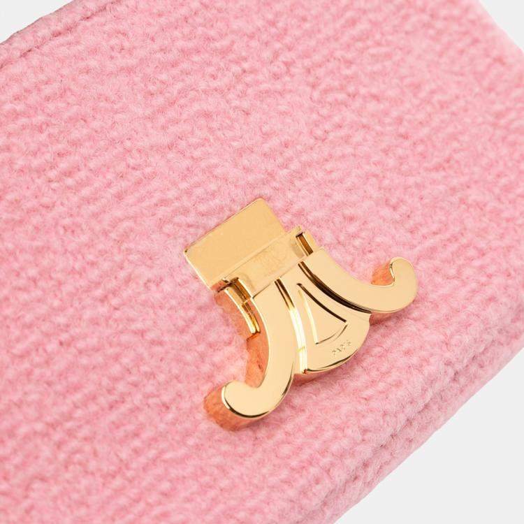 Pre Owned Celine Pink Tweed Claude Chain Shoulder Bag