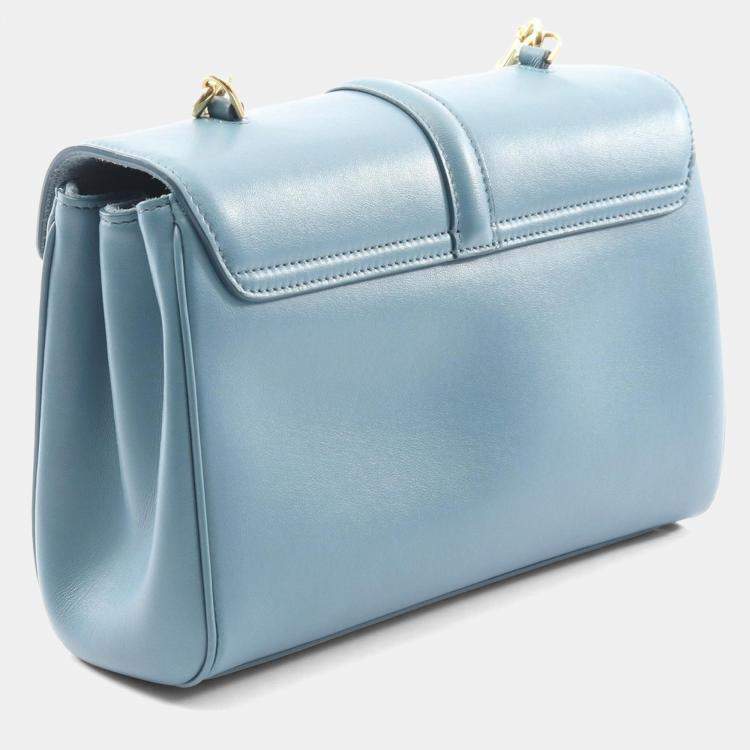 Pre Owned Celine Teen Soft Blue Leather Shoulder Bag