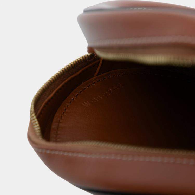 Pre Owned Celine Brown Small Houndstooth Canvas and Calfskin Cuir Triomphe Oval Crossbody